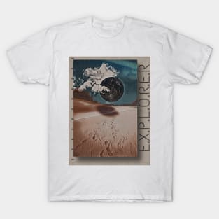 Explore travel exploring traveling surrealism moon planet desert aesthetic journaling voyage T-Shirt